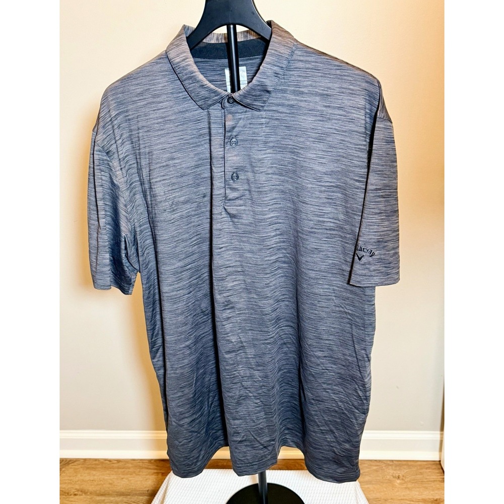 Callaway OPTI-DRI Mens Gray Heather Polo Shirt XL Moisture Wicking Stretch